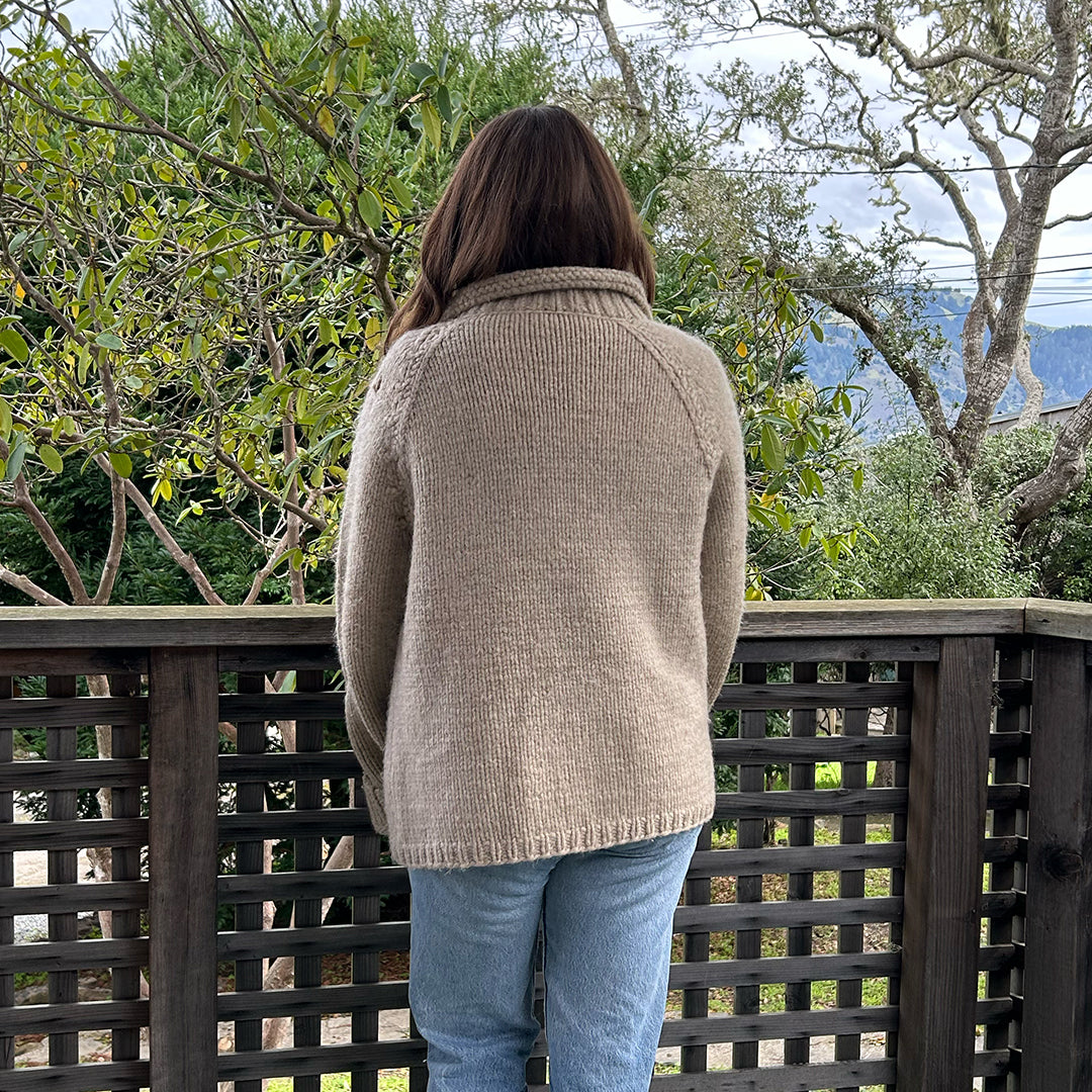 Oatmeal Zip Up Wool Sweater