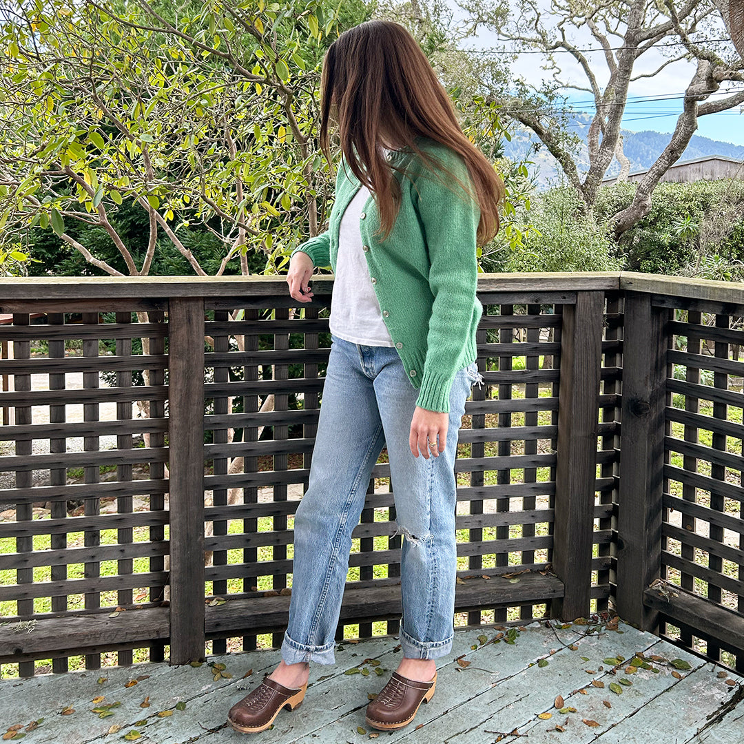 Turquoise Wool Raglan Cardigan